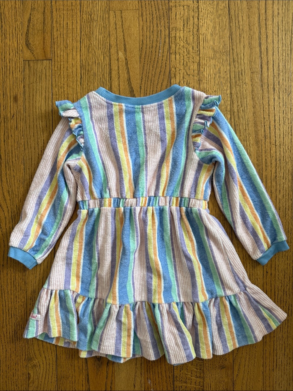 Ruffle Butts Pastel Striped Ruffle Terrycloth Dress Multicolor EUC - Picture 3 of 3